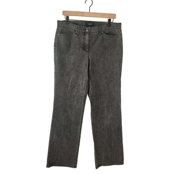 Talbots Pinstripe Grey Bootcut Jeans Denim Women's Size 8 - Picture 1 of 9